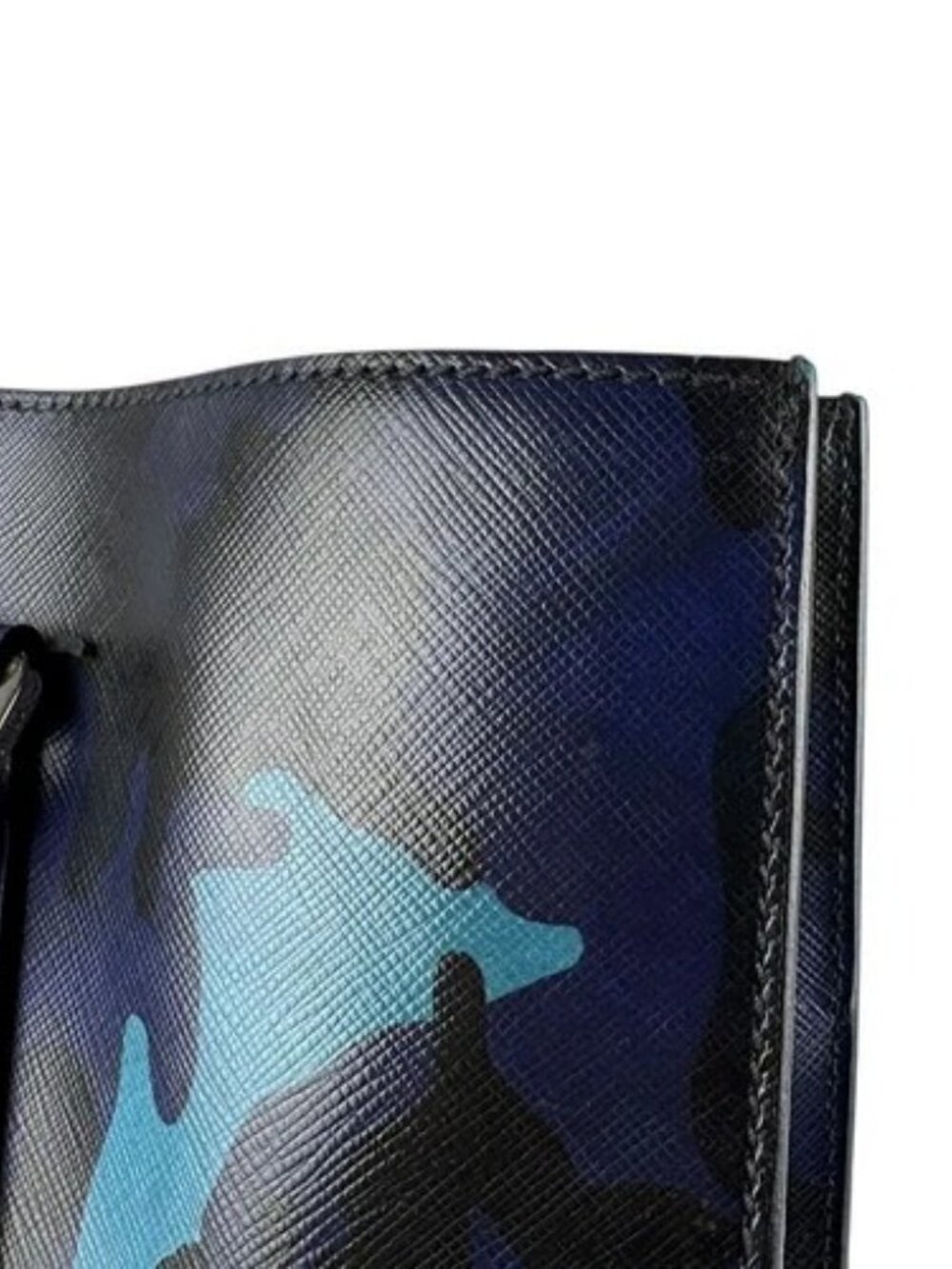 Auth PRADA Camouflage Shoulder Bag Handbag Blue/Navy Leather/Silvertone - z7341 - Picture 7 of 13